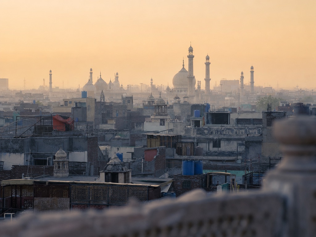 Lahore old city rooftops at dawn